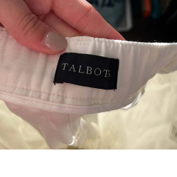 Talbots Slim Cargo White 6 Elastic Back Tapered Leg Cotton Lyocell Utility - Picture 4 of 8